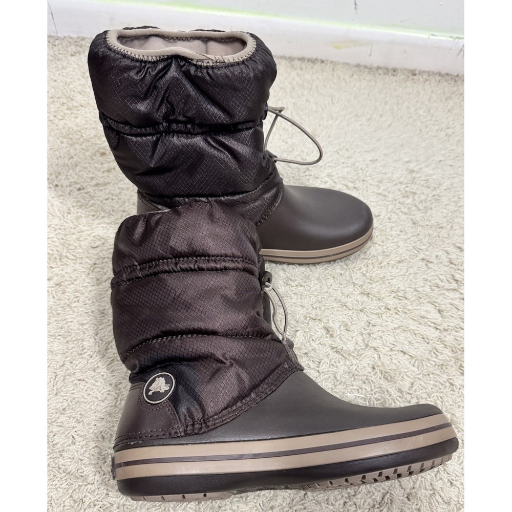 Crocs Crocband Brown Winter Puff Insulated Rain Snow Boots Pull-On Women's 9M